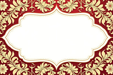Vector ornate frame with indian or arabesque motif. Template for indian, arabic wedding invitations, oriental holidays. Copy space