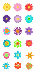 Set of colorful spring flowers vectors isolated on background. Set of flowers in different colors for spring season as graphic elements and decorations. Vector illustration.
