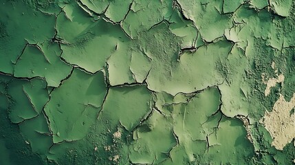 Cracked green paint texture on a weathered surface.