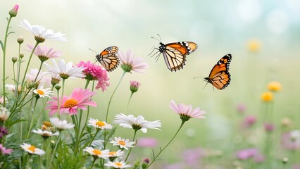 Obraz premium butterfly and flowers, A simple butterflies and flowers