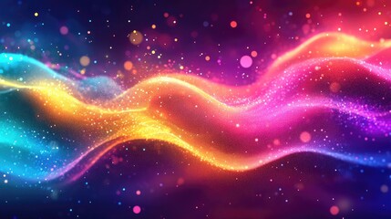 Obraz premium Abstract Colorful Waves with Glowing Particles