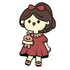 little  cute girl with a doll