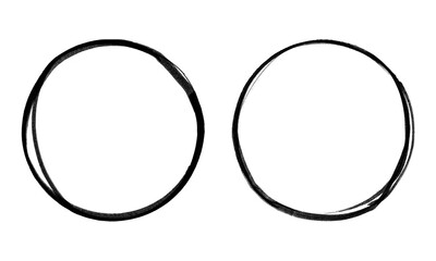 Set of Two Big Circle Frame | Black Marker PNG Isolated hand drawn doodle Elements on transparent background