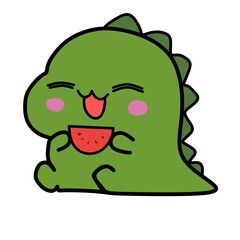 Dinosaur with a watermelon