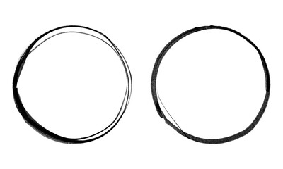 Set of Two Big Circle Frame | Black Marker PNG Isolated hand drawn doodle Elements on transparent background