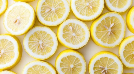 Fresh Lemon Slices Arranged on a Light Background for Culinary Use