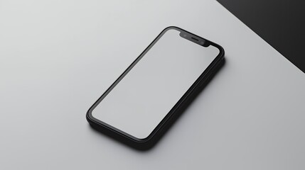 Sleek Black Smartphone Mockup on Minimalist Background