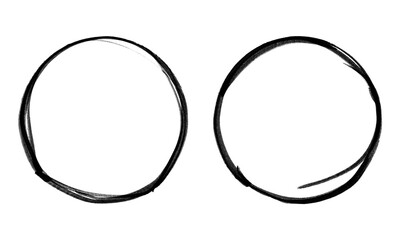 Set of Two Big Circle Frame | Black Marker PNG Isolated hand drawn doodle Elements on transparent background