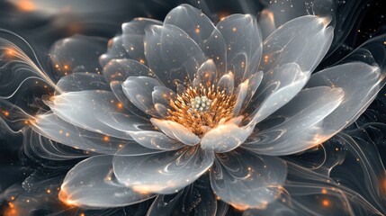 Abstract White Flower with Glowing Center