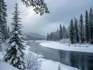 Obraz premium snow covered trees