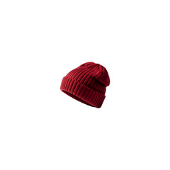 Red winter hat, isolated on transparent and white  background.