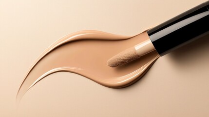 Naklejka premium Beige concealer swatch with applicator.