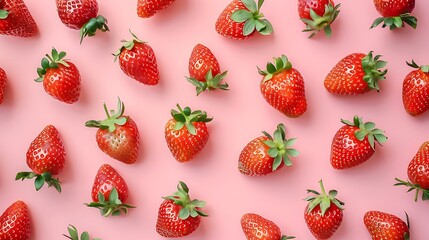 Fresh strawberries on pink background