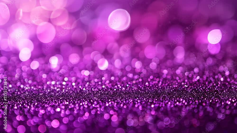 Poster Purple bokeh background with sparkling lights and blurred circles