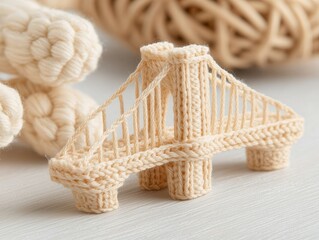 Obraz premium Miniature Knitted Suspension Bridge Crafts Yarn Home Decor