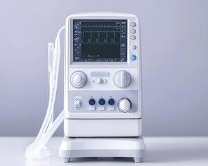 Fototapeta premium Compact ventilator with touch controls, emergency room, critical care setup