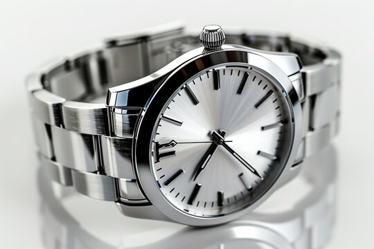 Elegant silver watch with a minimalist design, ideal for formal occasions and everyday wear.