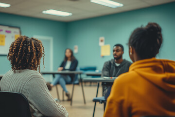 Couple participates in parenting class focusing on skills for new parents in a community center setting