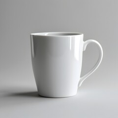 Obraz premium Simple White Ceramic Coffee Mug on Light Background