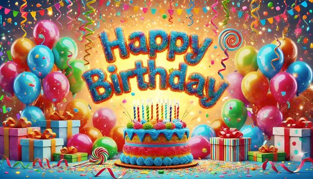 happy birthday party celebration animation effect 