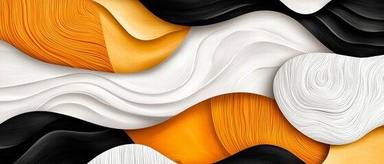 Obraz premium Abstract Orange White Black Waves Fluid Design Background