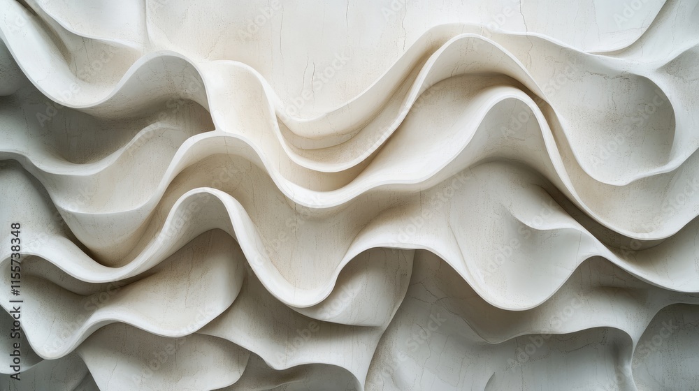 Poster textured wave patterns in neutral tones creating a sense of depth and movement in a minimalist abstr