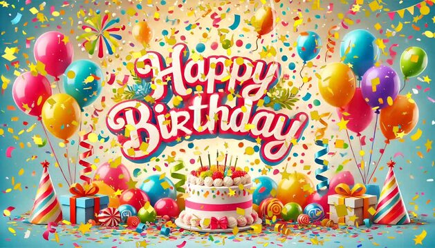 happy birthday confetti effect 