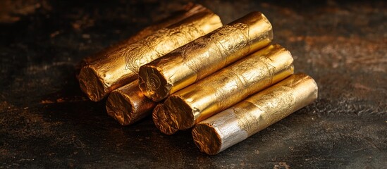 Obraz premium Traditional golden firecrackers symbolizing luck and prosperity used in cultural celebrations for protection and happiness in homes.