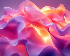 Obraz premium glowing fluid-like shapes with soft edges, glowing in warm shades of pink and purple.