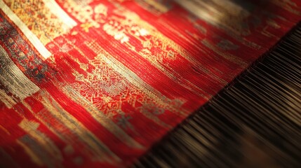 Ikat weaving technique showcasing vibrant patterns and rich textures in traditional textile craftsmanship.