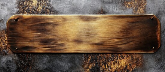 Luxurious metallic background with a vintage wood and gold text plate ideal for elegant invitations or announcements.