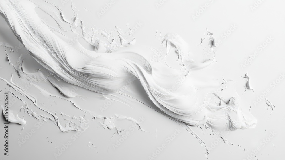 Poster smooth white paint texture flowing elegantly on a reflective surface creating an abstract artistic b