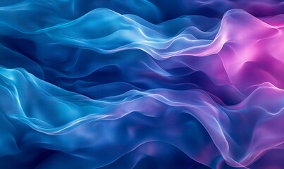 Obraz premium Abstract flowing waves in blue and pink hues create a serene, calming effect.