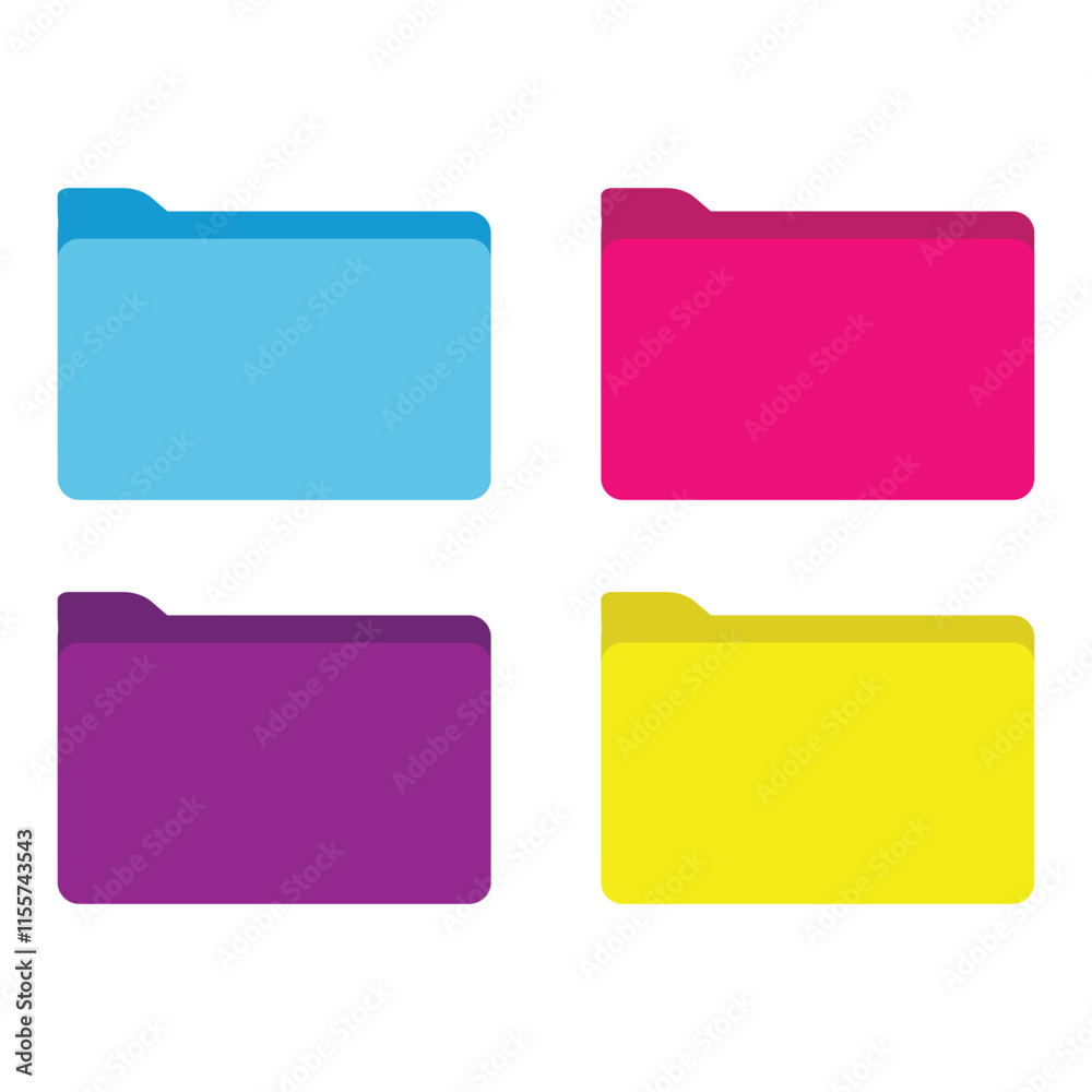 Fototapete file folder icon set. different colour files and folders icon isolated on white background. document