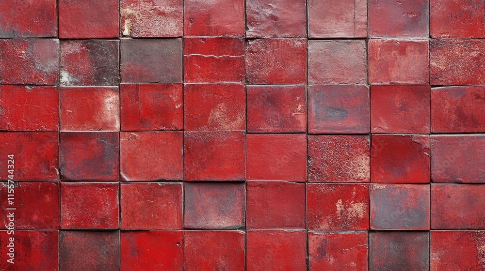 Poster red wall tile background texture featuring a rich array of deep hues and subtle surface imperfection