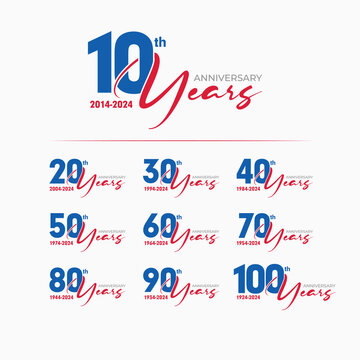 Celebrating Milestones: Anniversary Logos from 10th to 100th Year Marking Significant Historical Events
