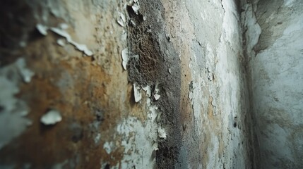 Mold growth and wall damage due to water leaks in a residential interior environment