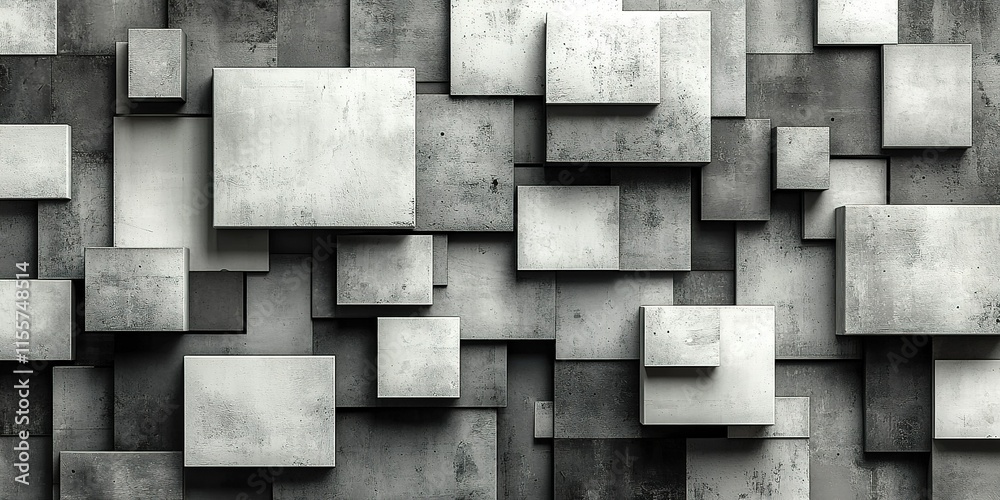 Poster geometric concrete blocks create an abstract and textured wall design in modern architecture