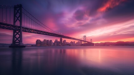 Fototapeta premium Beautiful cityscape and skyline of San Francisco at sunset, USA
