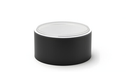 Blank black and white cardboard cylinder box mockup with plastic lid, 3d rendering. Clear cyllindrical tube container with cap mock up. Snack or bottle carton packaging template. Tin round canister,