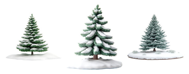 Fototapeta premium Isolated Christmas Trees on Transparent Background for Winter Collection