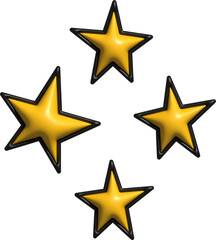 set of golden stars 3d