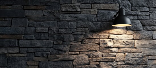 Rustic stone wall accentuated by a modern lamp creating a perfect blend for contemporary home interior design and decor ideas