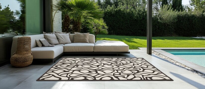 Modern indoor outdoor rug elevating comfort and style in contemporary living spaces with a chic design perfect for patios and lounges