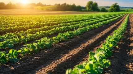 Aerial View of Bright Rural Farming Field