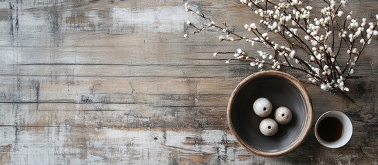 Elegant rustic table setting with decorative elements and natural accents on a wooden surface for festive gatherings and celebrations