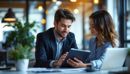 Business Professionals Collaborating in a Modern Office Setting