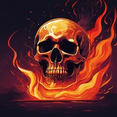 skull with flames