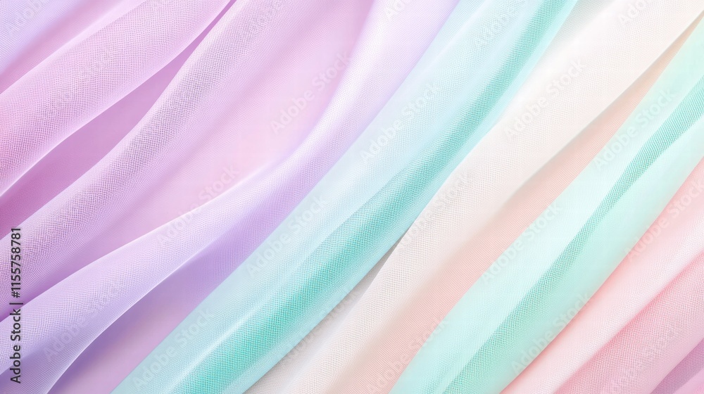 Poster striped fabric showcasing pastel colors with soft textures arranged on a flat surface in bright ligh