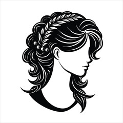 Cultural  girl hair Styles silhouette vector design 